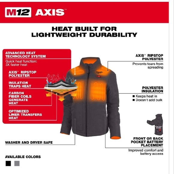 Milwaukee M12 AXIS M Long Sleeve Women's Full-Zip Heated Jacket Kit - Picture 10 of 12